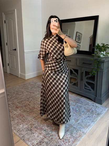 Aurora Brown Checkered Skirt