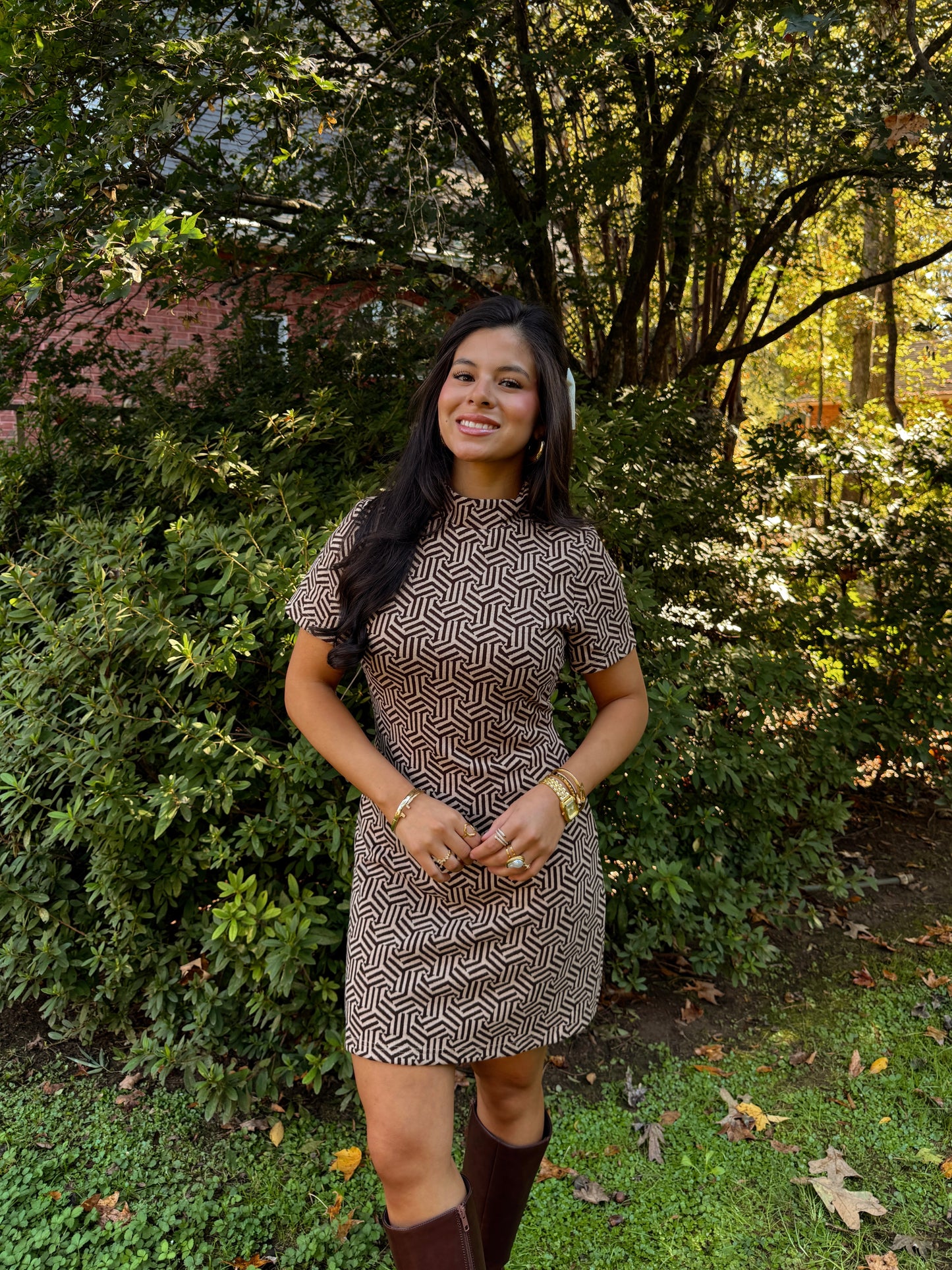 Hazelnut Geometric Dress