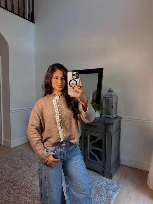 Cinnamon Lace Knit Cardigan