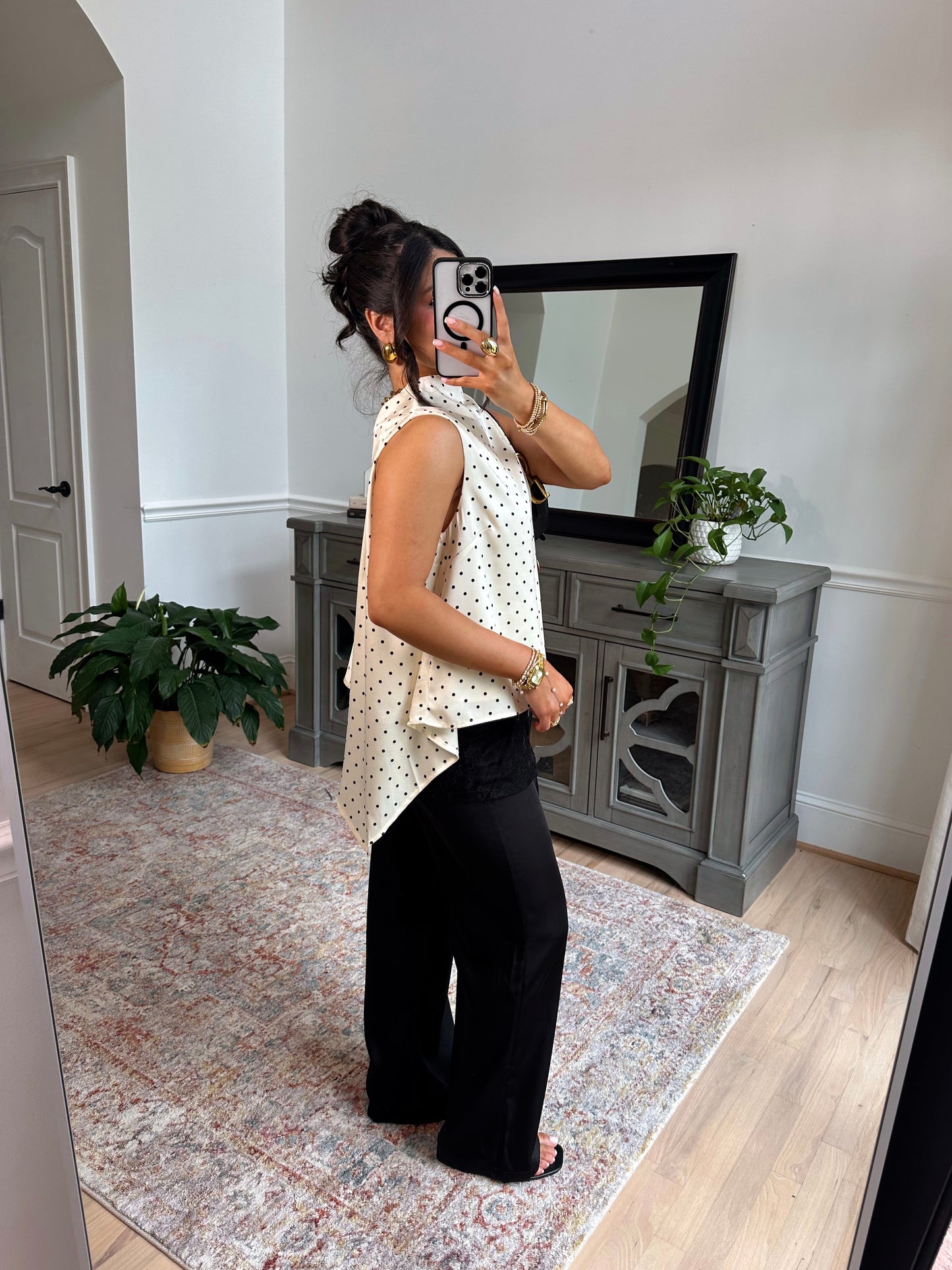 Evening Allure Polka Dot Blouse