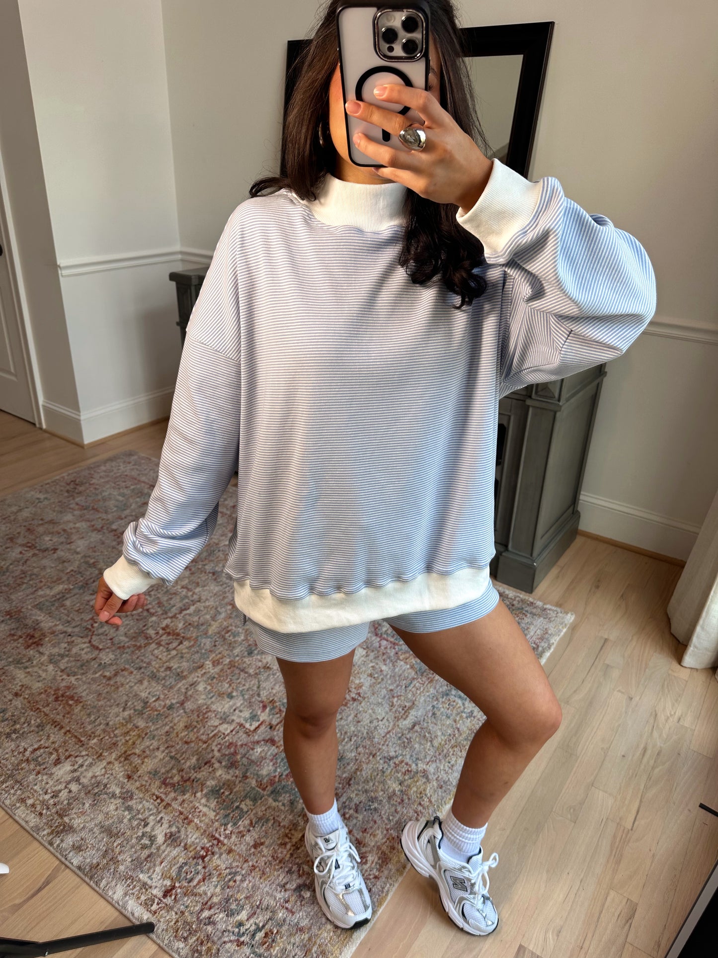 Baby Blue Mockneck Striped Set