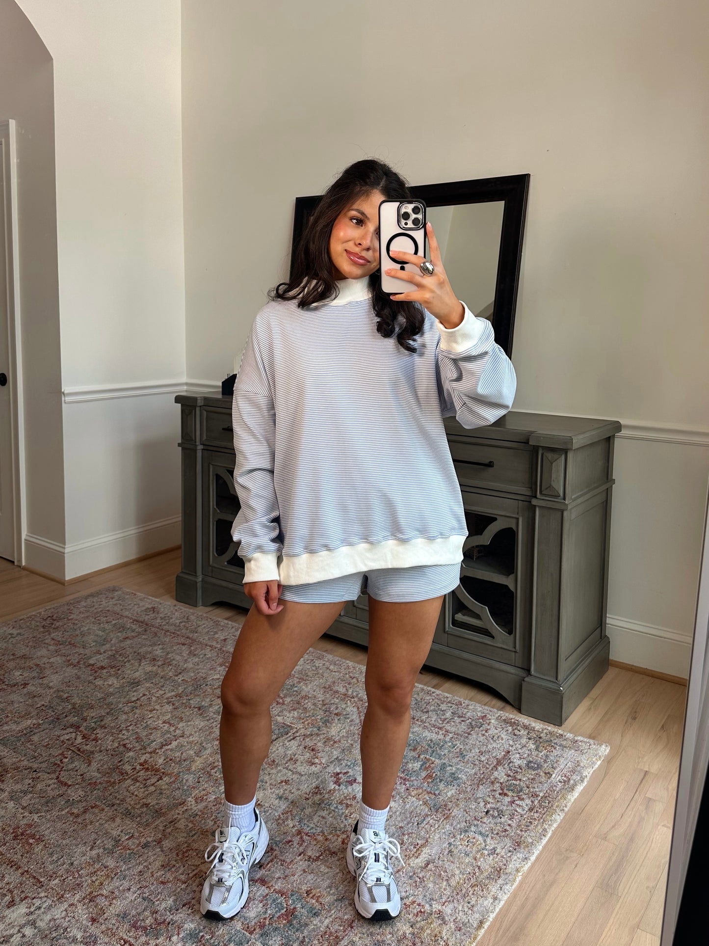 Baby Blue Mockneck Striped Set