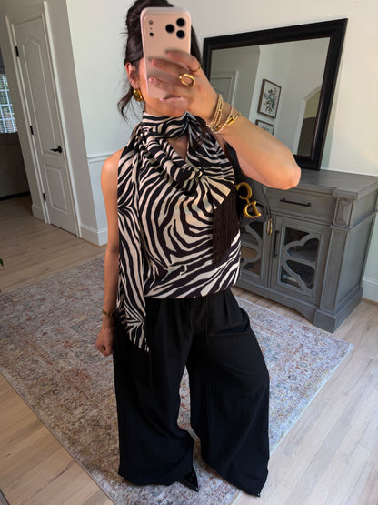 Zebra Fringe Scarp Top