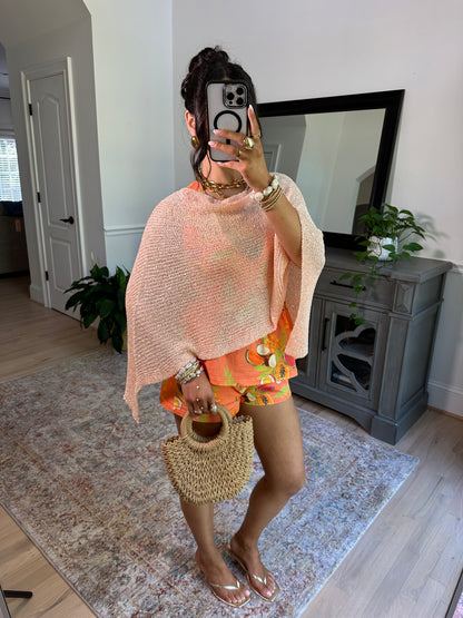 Peaches Knit Sequin Poncho