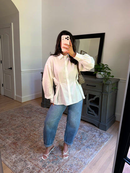 Soft Structure White Button-Up Top