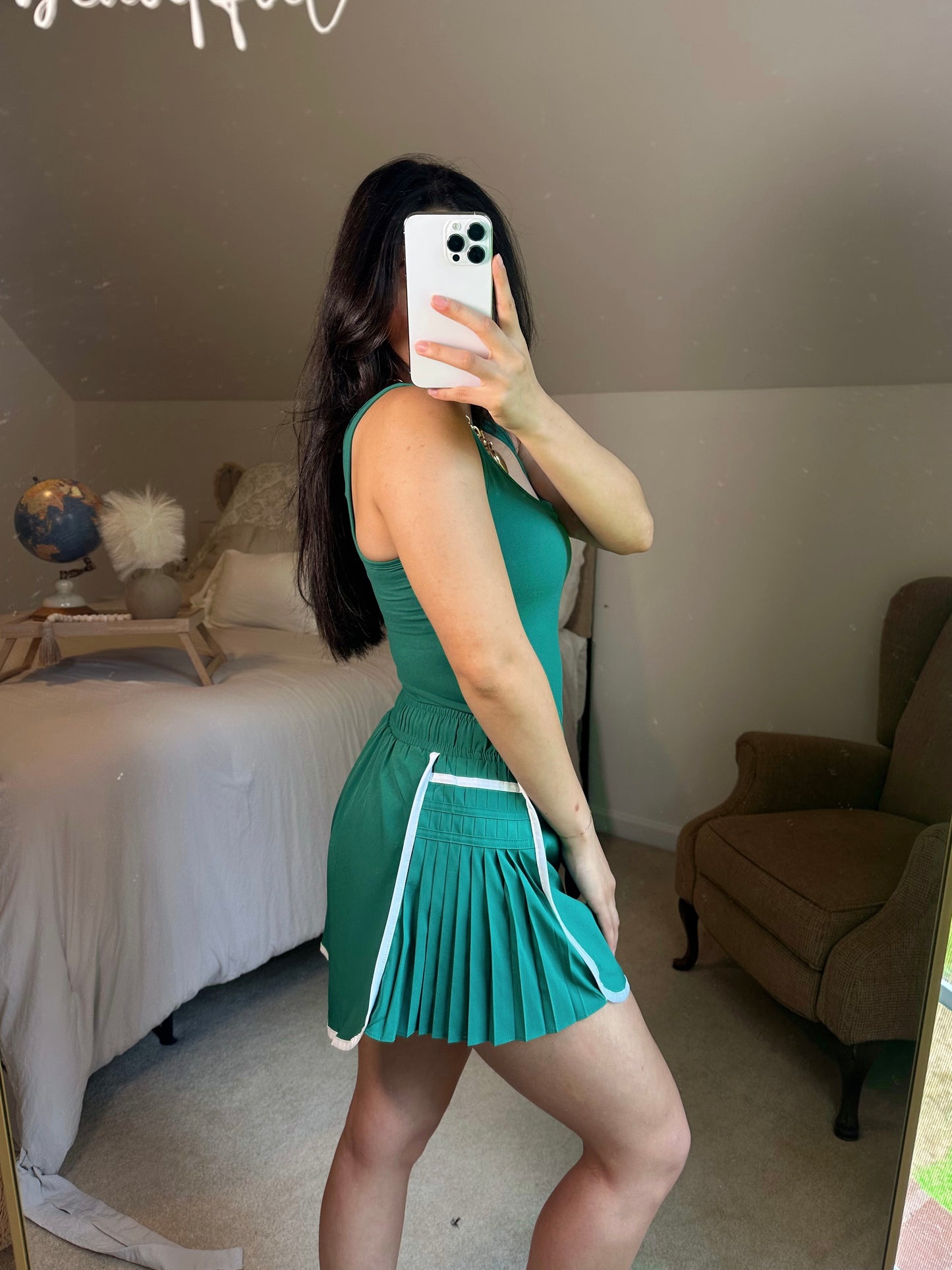 Kelly Green Butter Top & Ruffle Short Romper