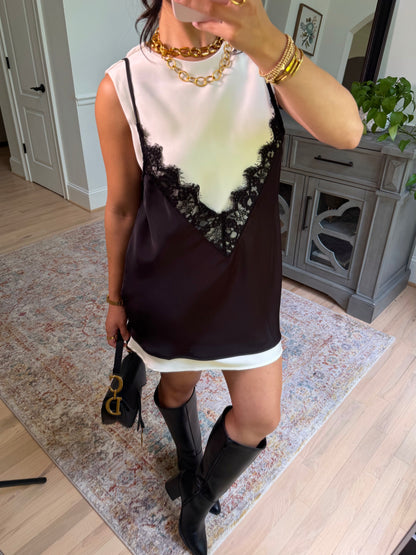 The London Layered Satin Lace Dress
