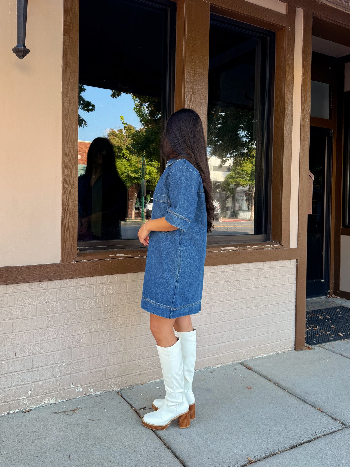 Denim Collared Short Dress