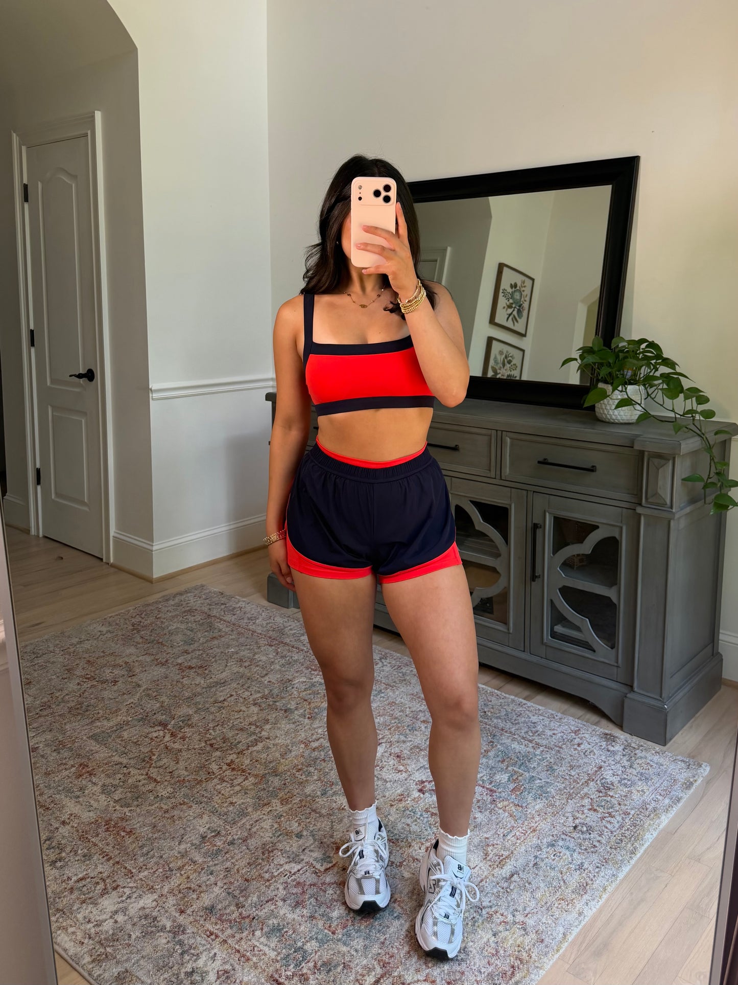 Navy/Red Layered Running Shorts