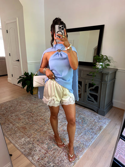 Daydreaming Lace Satin Shorts (Ivory)