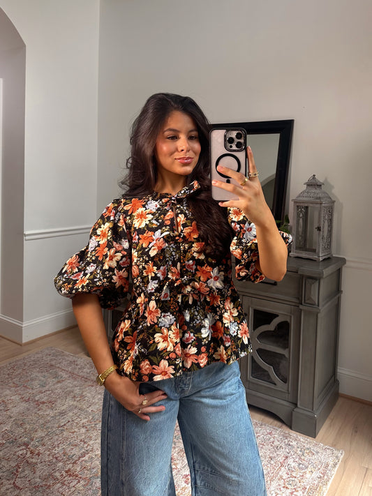 Autumn Rose Denim Top