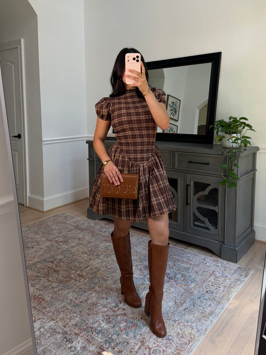 Cinnamon Spice Plaid Dress