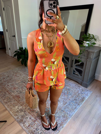 Tropical Fruit Paradise Halter Top