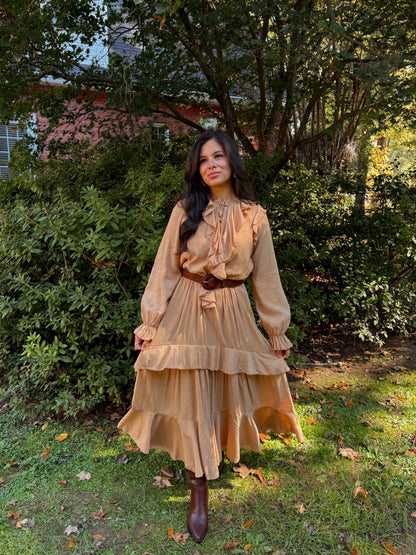 Maple Ruffle Belted Midi Dress