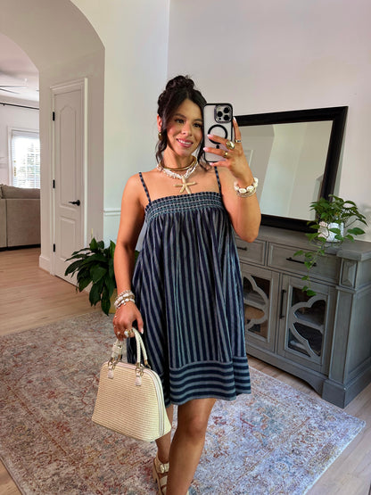 Ocean Air Smocked Stripe Dress