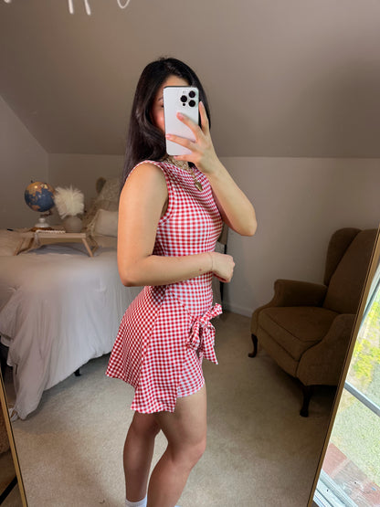 Red Gingham Wrap Active Romper