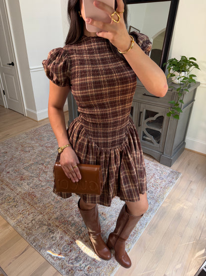 Cinnamon Spice Plaid Dress