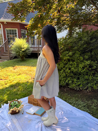 Blue Stripe Babydoll Dress