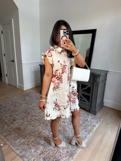 Sweet Rose Button Dress