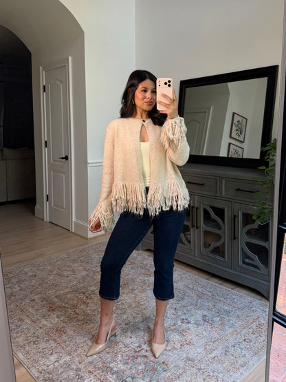 Oatmeal Fringe Cardigan