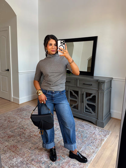 Aurelia Grey Mockneck Top