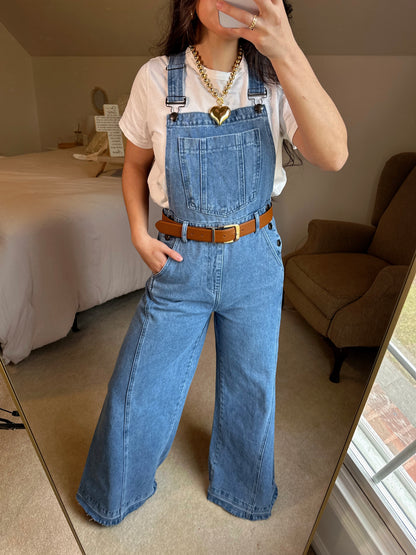Denim Wide-Leg Overalls