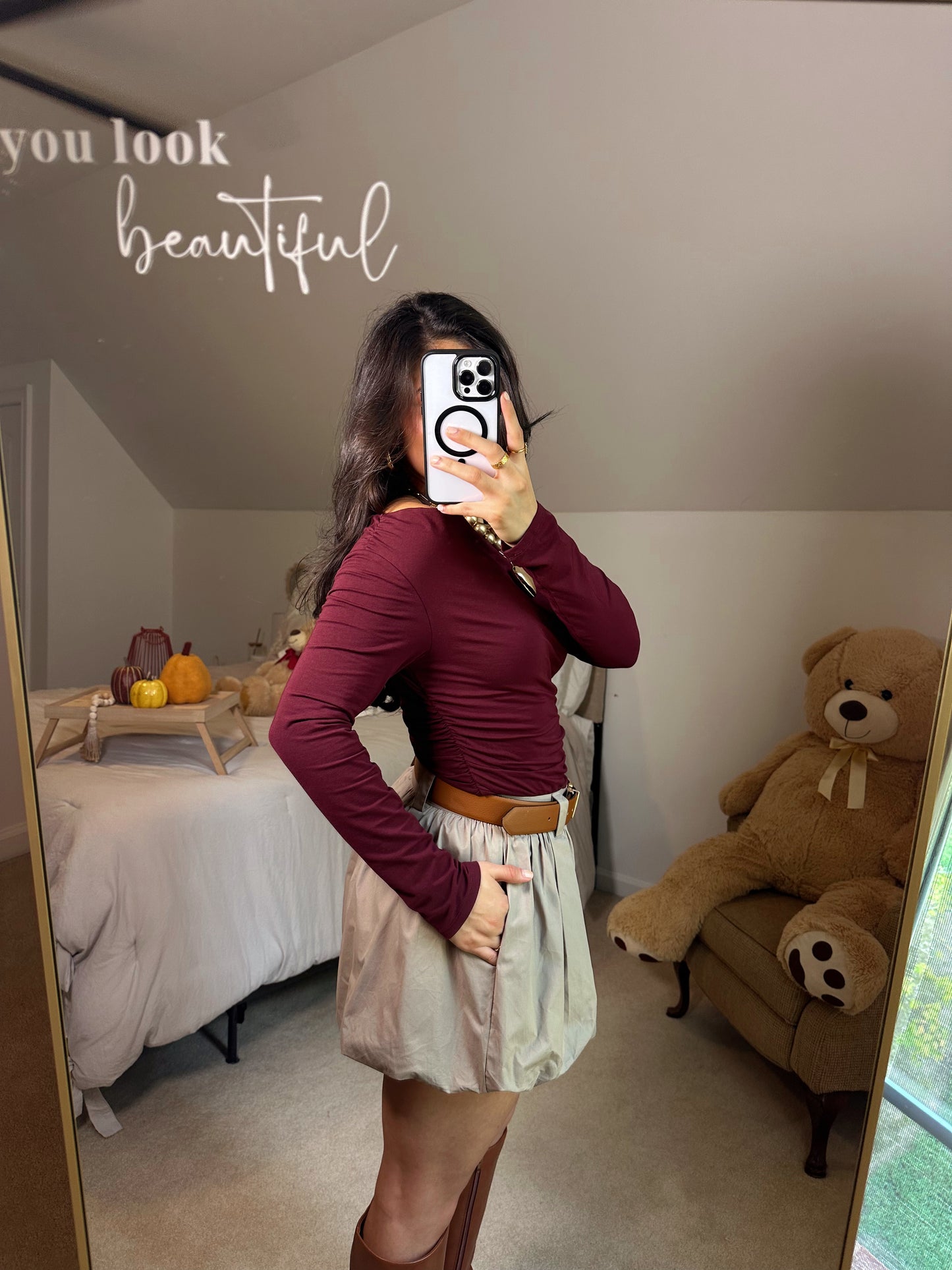 Mocha Bubble Hem Shorts