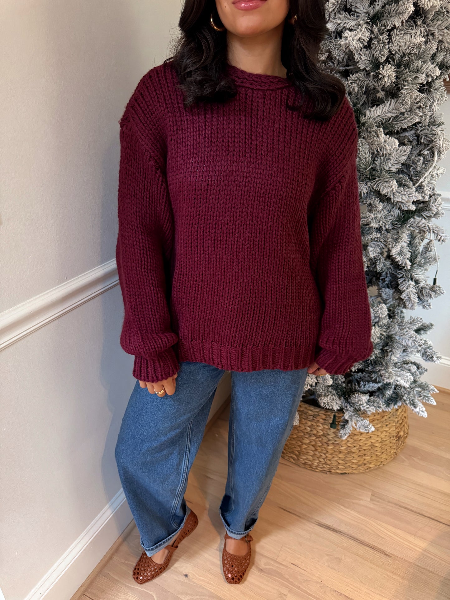 Burgundy Knit Reversible Sweater / Cardigan