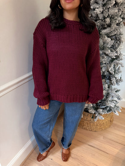 Burgundy Knit Reversible Sweater / Cardigan