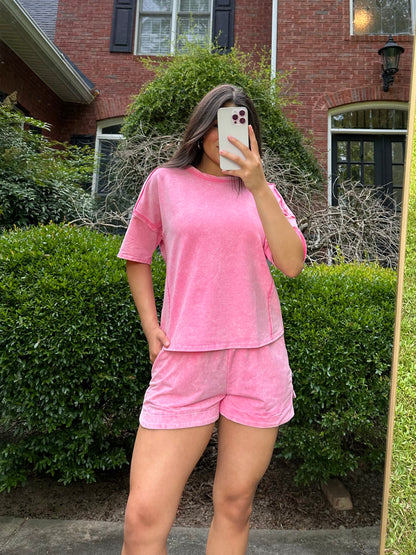 Pink Shirt & Short Set