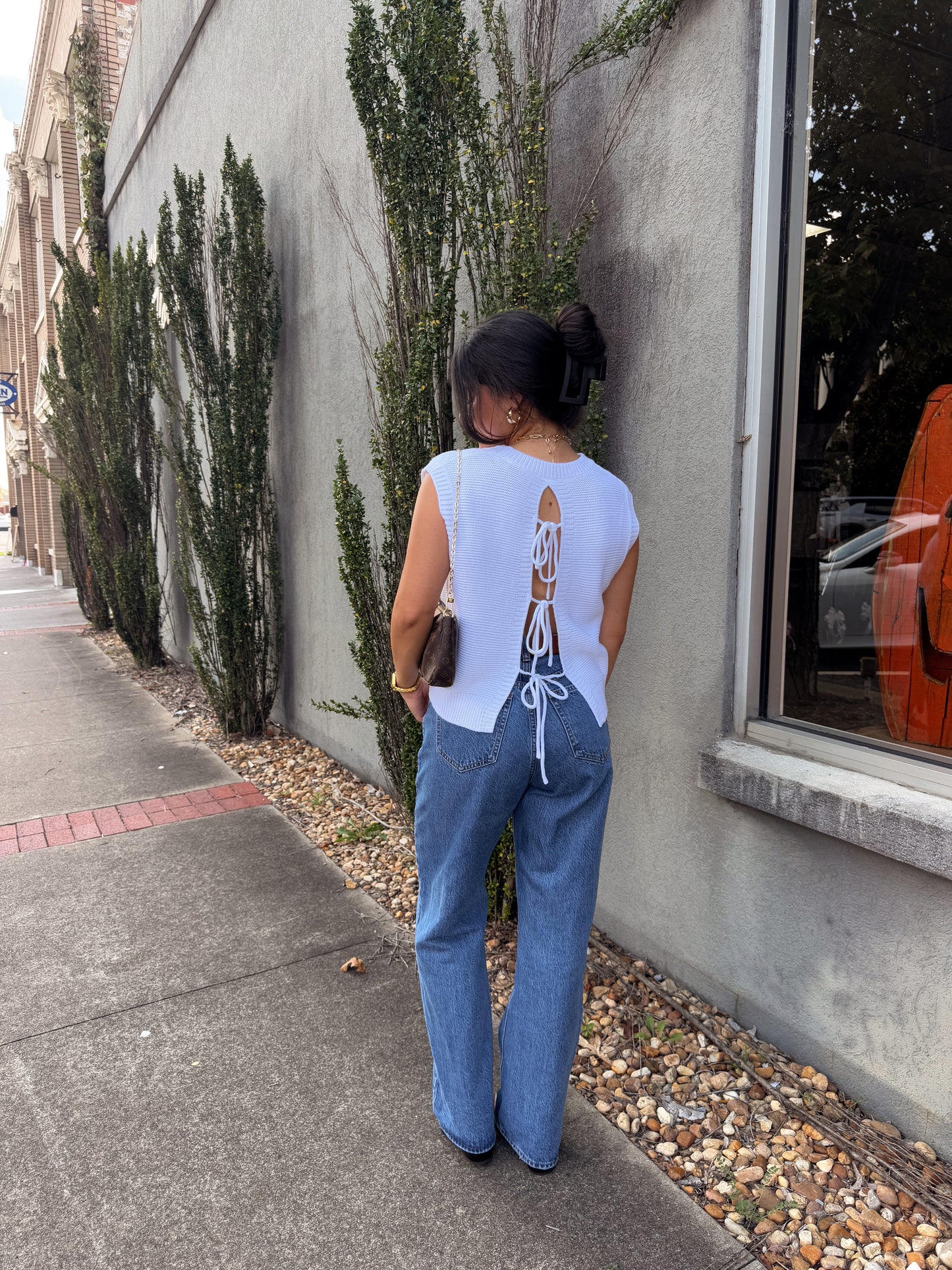 Ivory Open Back Knit Top