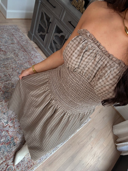 Hazel Gingham Midi Tube Dress