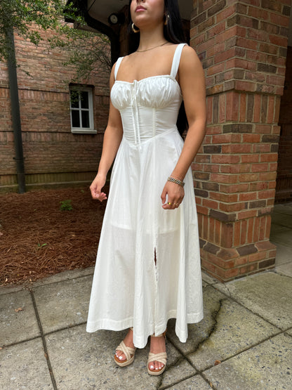 White Corset Midi Dress