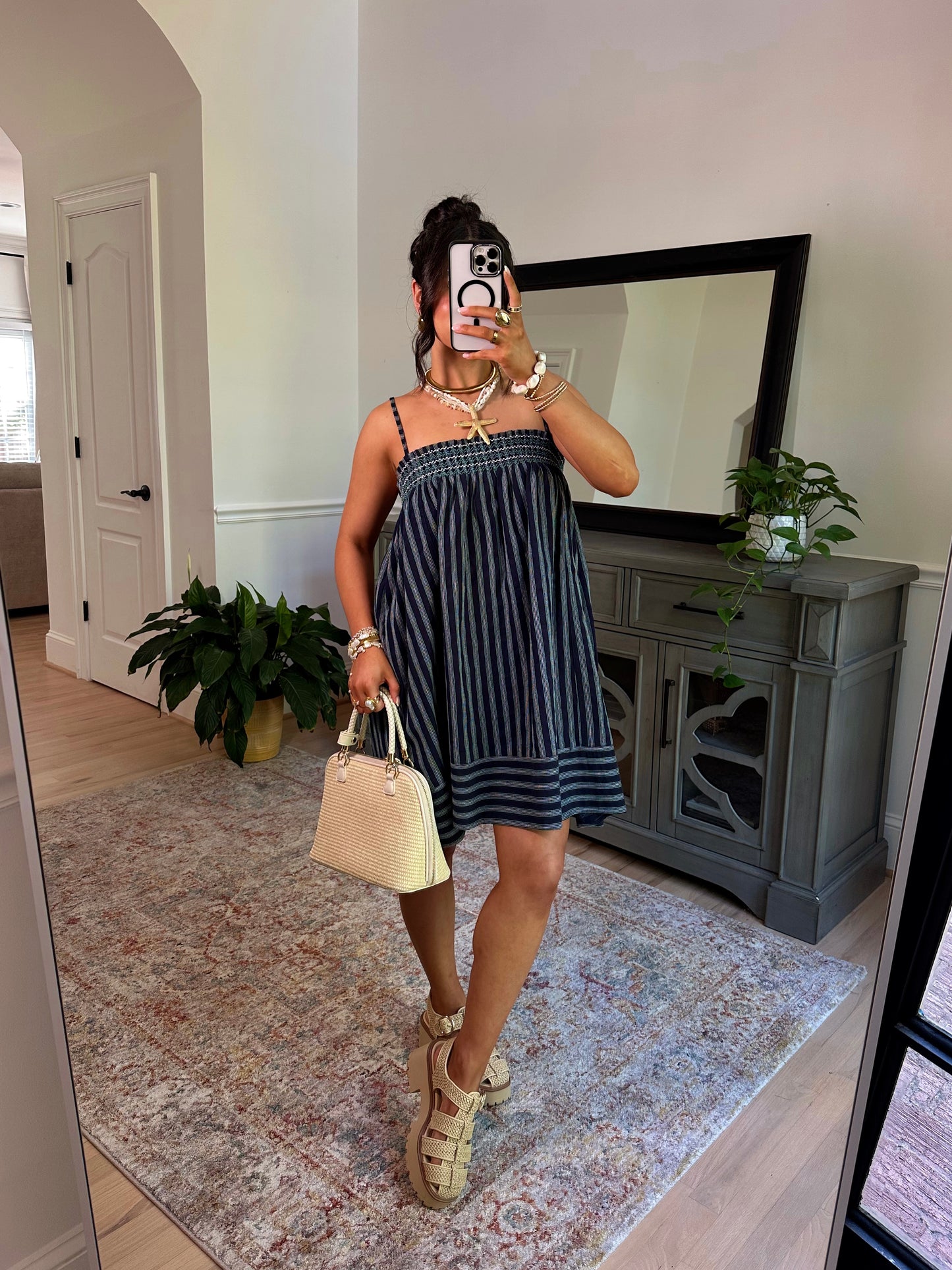 Ocean Air Smocked Stripe Dress