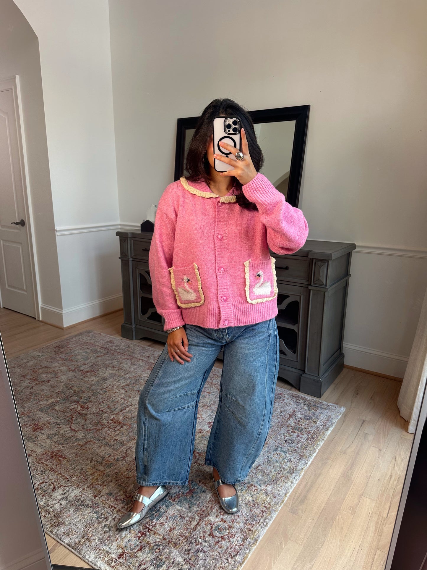 French Swan Pink Cardigan