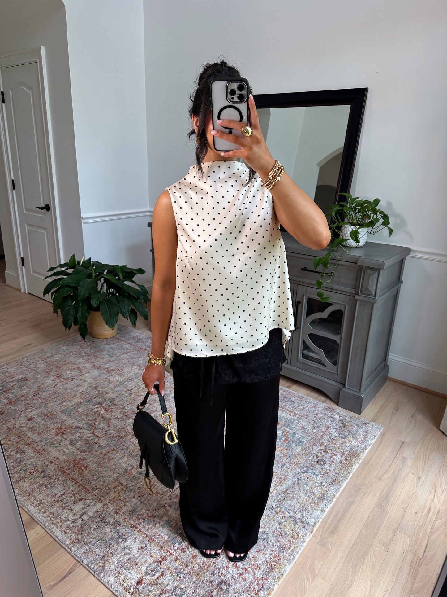 Evening Allure Polka Dot Blouse