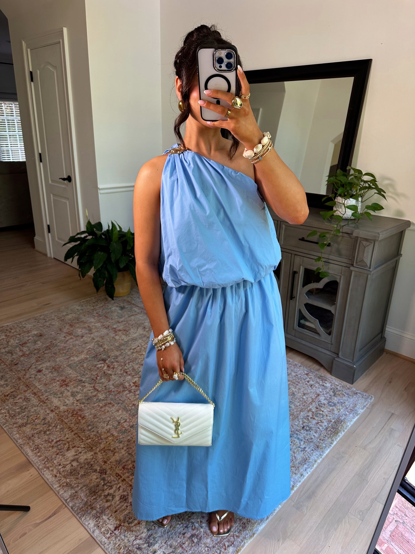 Seaside Shell Blue Midi Dress
