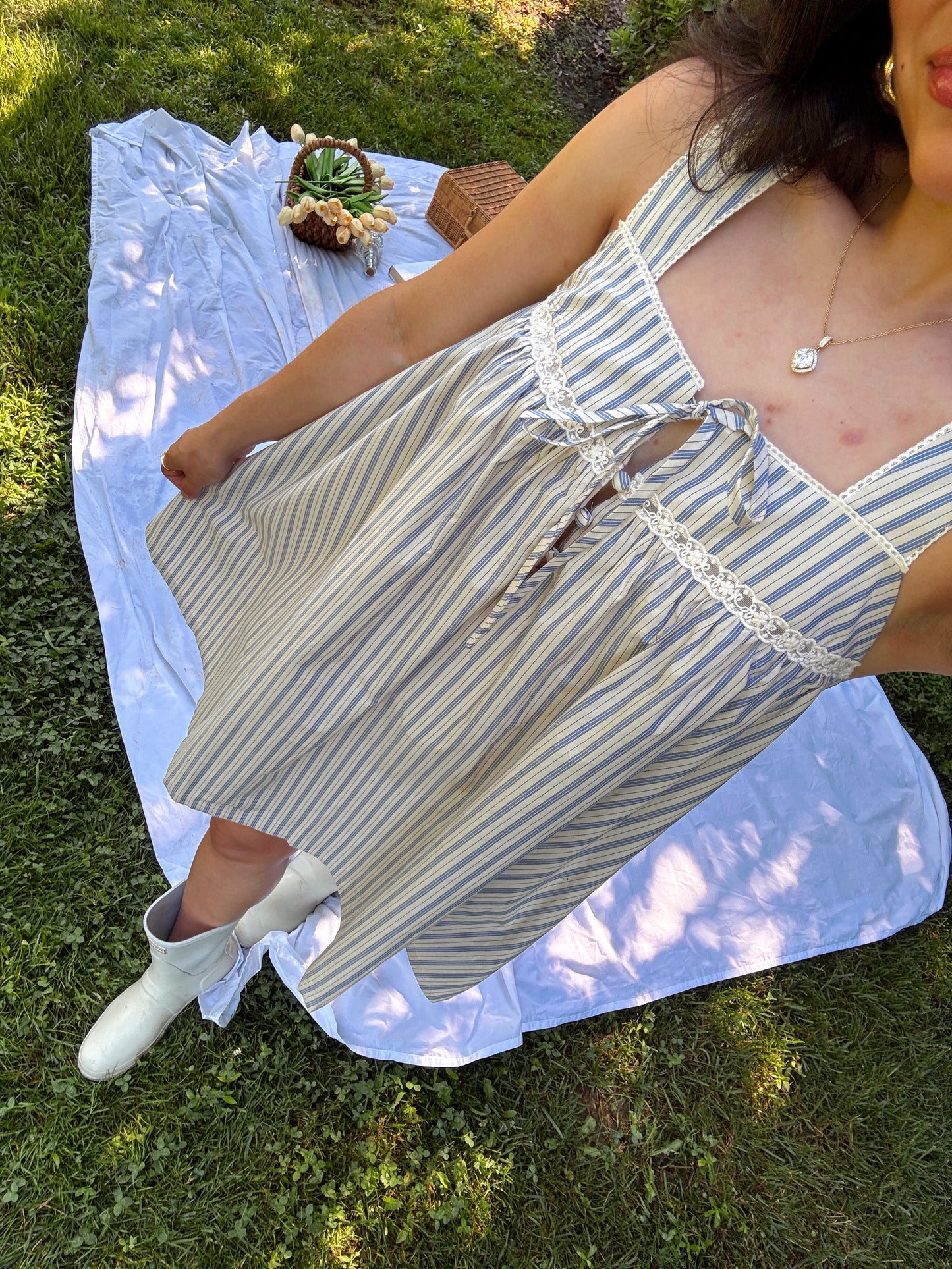 Blue Stripe Babydoll Dress