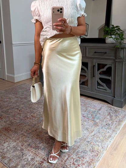 Pearl Buttercream Satin Skirt