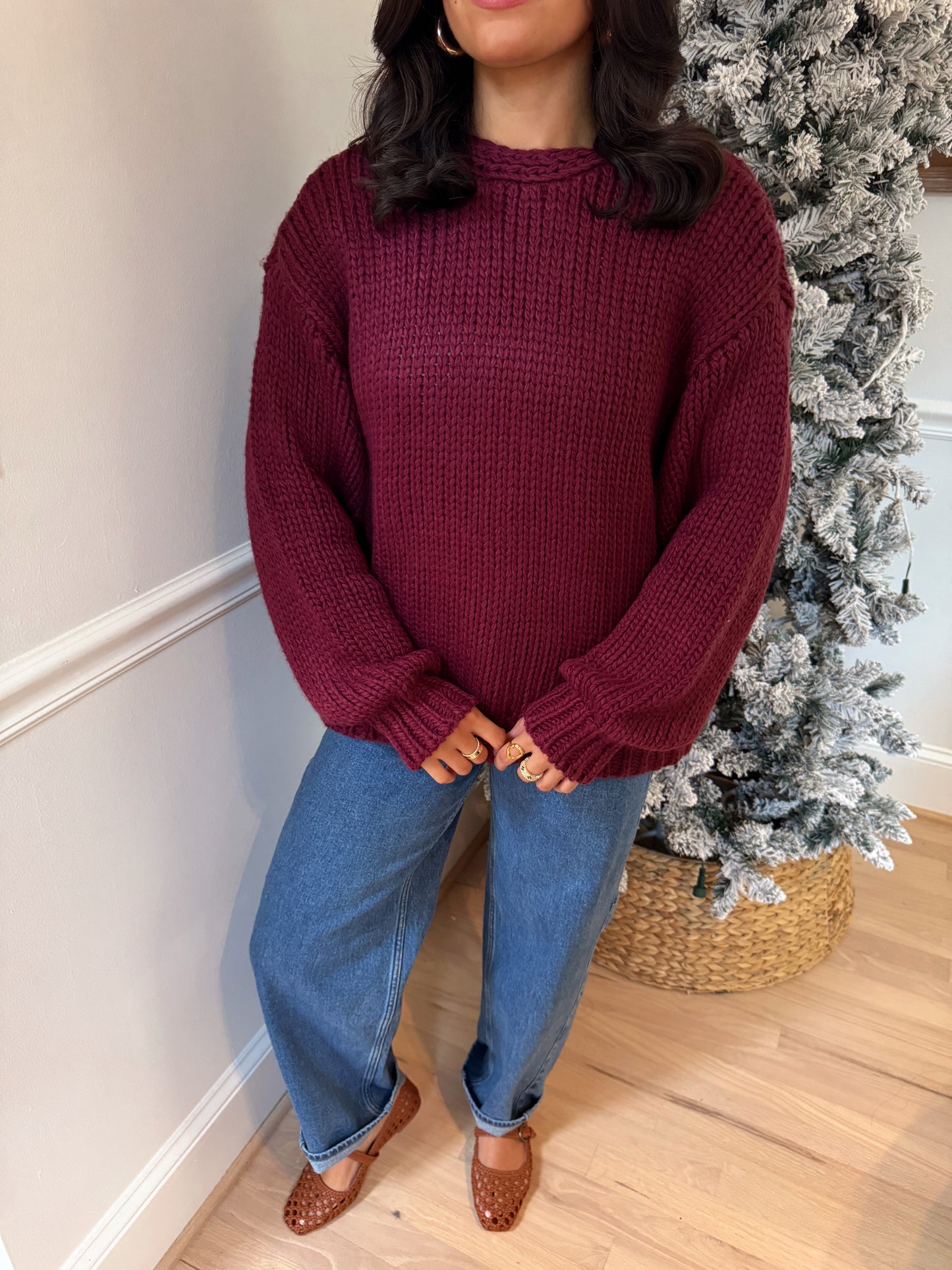 Burgundy Knit Reversible Sweater / Cardigan