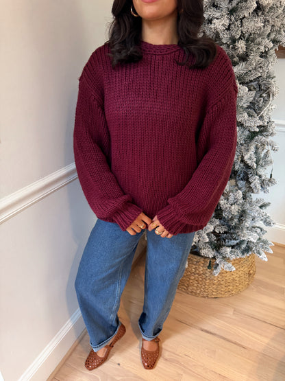 Burgundy Knit Reversible Sweater / Cardigan