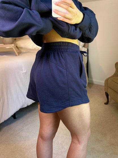 Navy Quarter Zip Sweater and Shorts Set