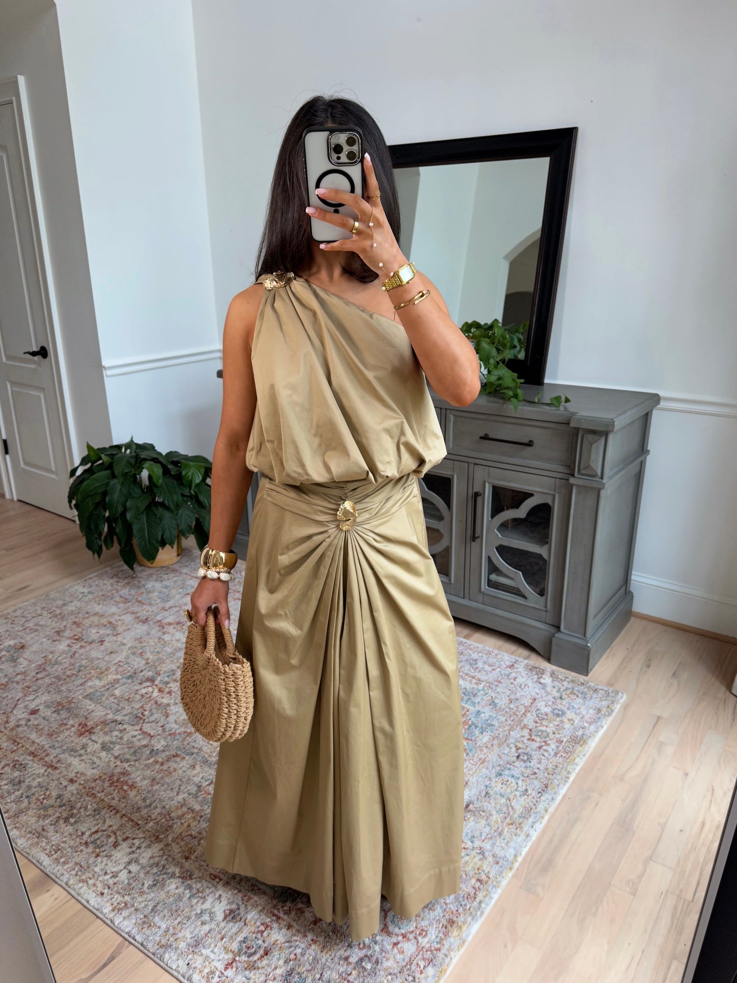 Tuscan Golden Petal Maxi Skirt (Tan)