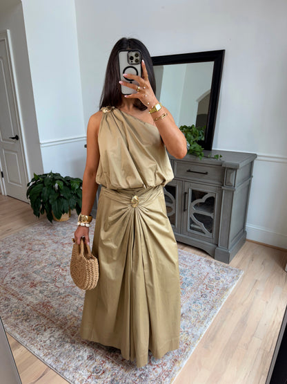 Tuscan Golden Petal Maxi Skirt (Tan)