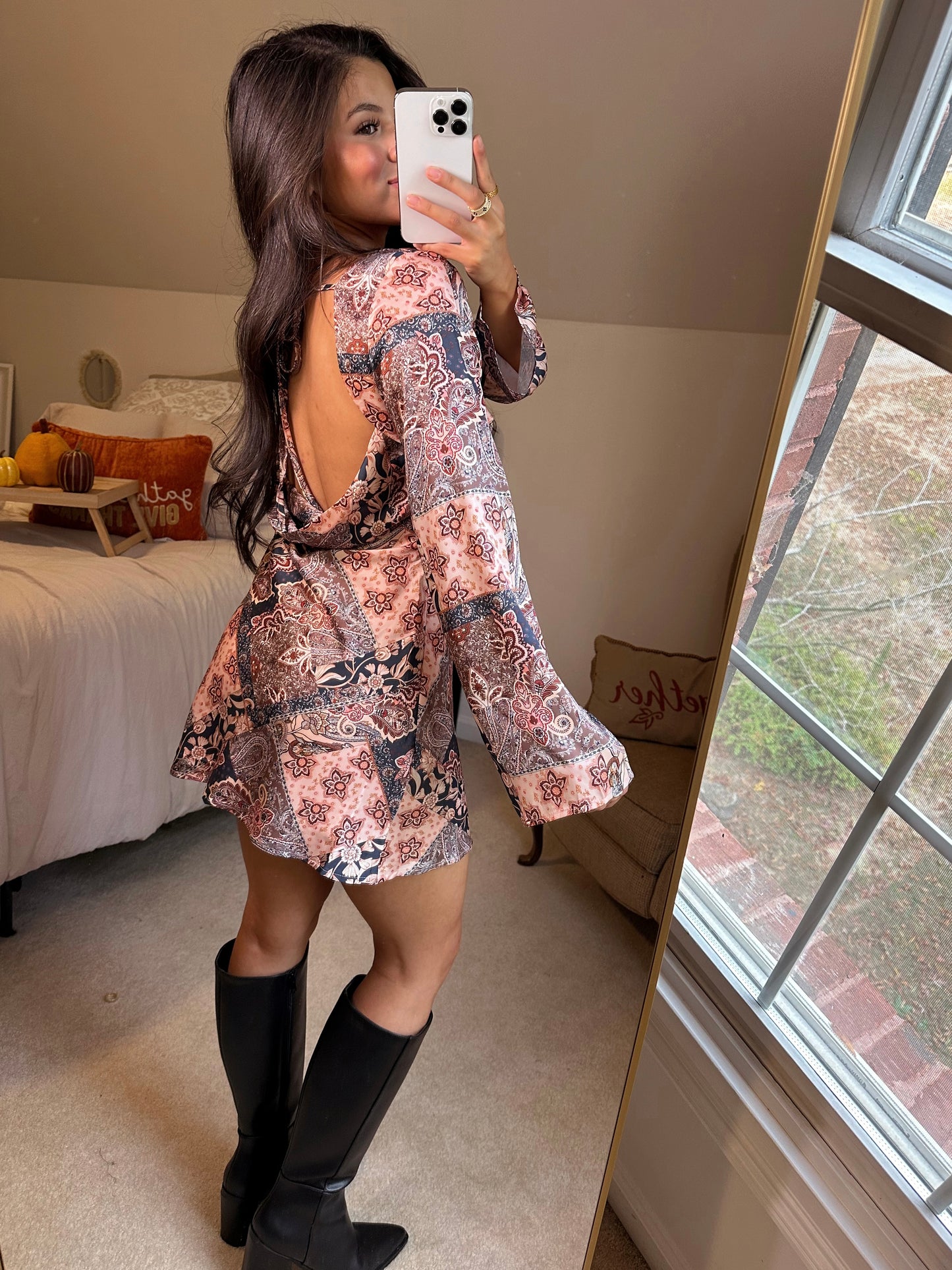 Paisley Open Back Dress