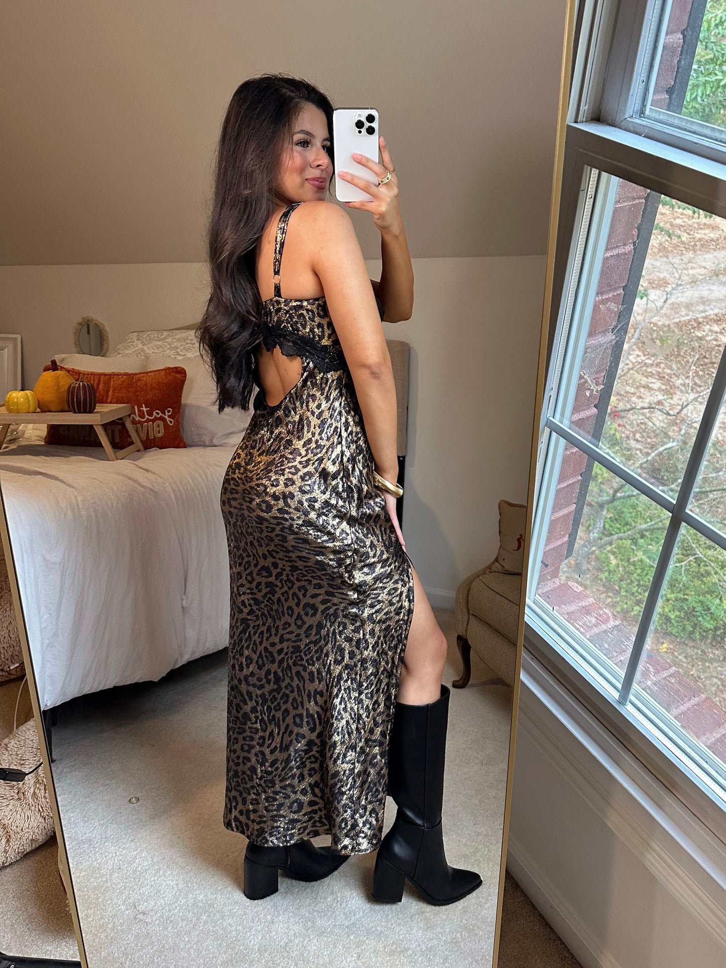 Black Lace Shimmer Leopard Dress