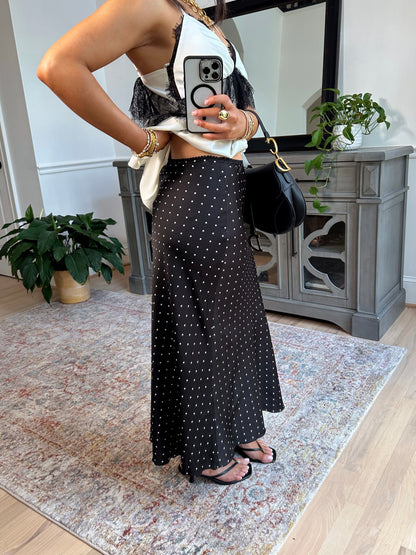 Femme Polka Dot Satin Skirt