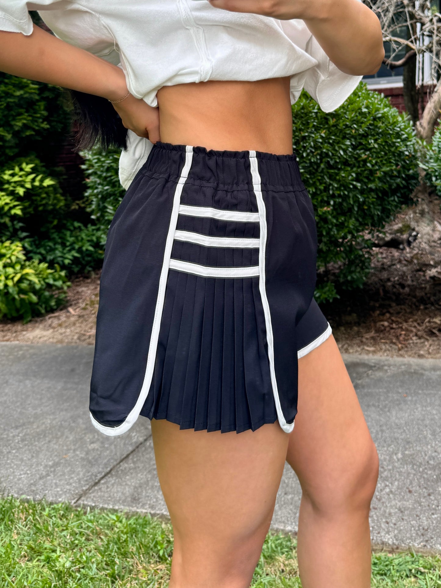 Black & White Side Ruffle Shorts