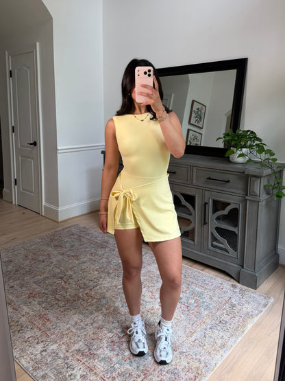 Yellow Wrap Active Romper