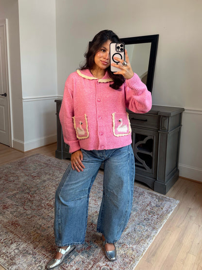 French Swan Pink Cardigan